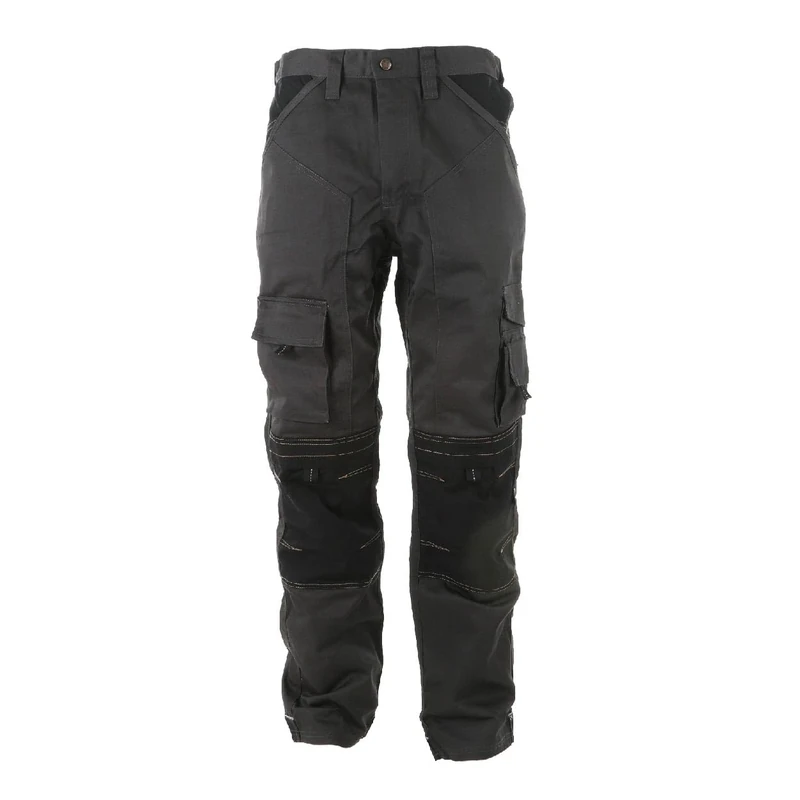 Apache Workwear Men's Site Trousers | APKHT Polycotton Holster Trouser | Grey/Black 42W x 31L | Cordura Side Cargo Pocket | Low Rise Comfort Waist | Reinforced Hem Knee Pad and Phone Pocket