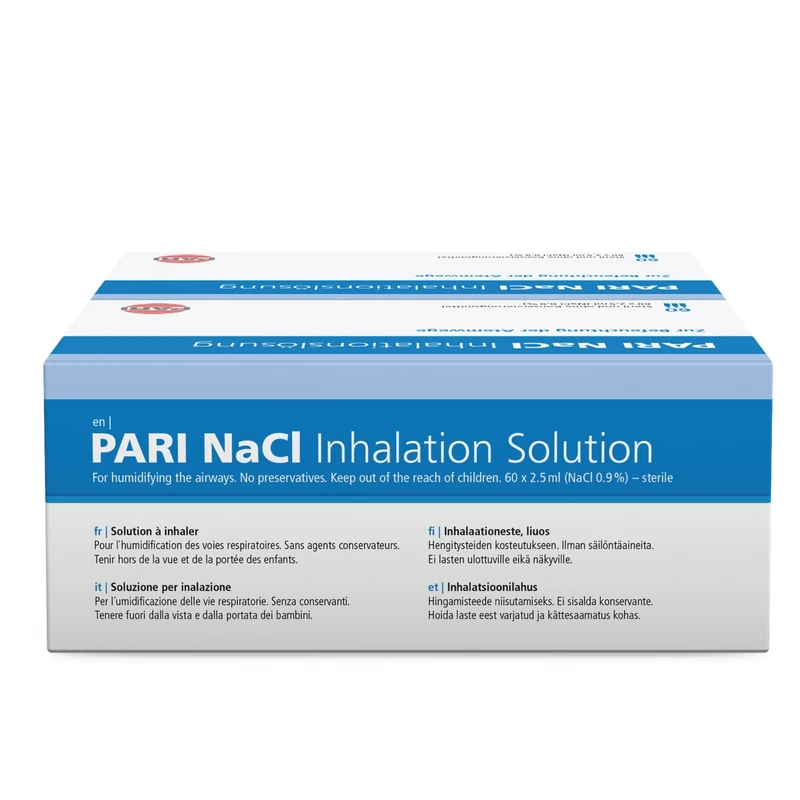 PARI NaCI 0.9 Saline Solution for Inhalation - 120 Pack - Soothing Isotonic Saline Solution for Nebulisers - Cold Prevention & Mucus Clearance - Sea Essence Airway Moisturisation - for All Ages