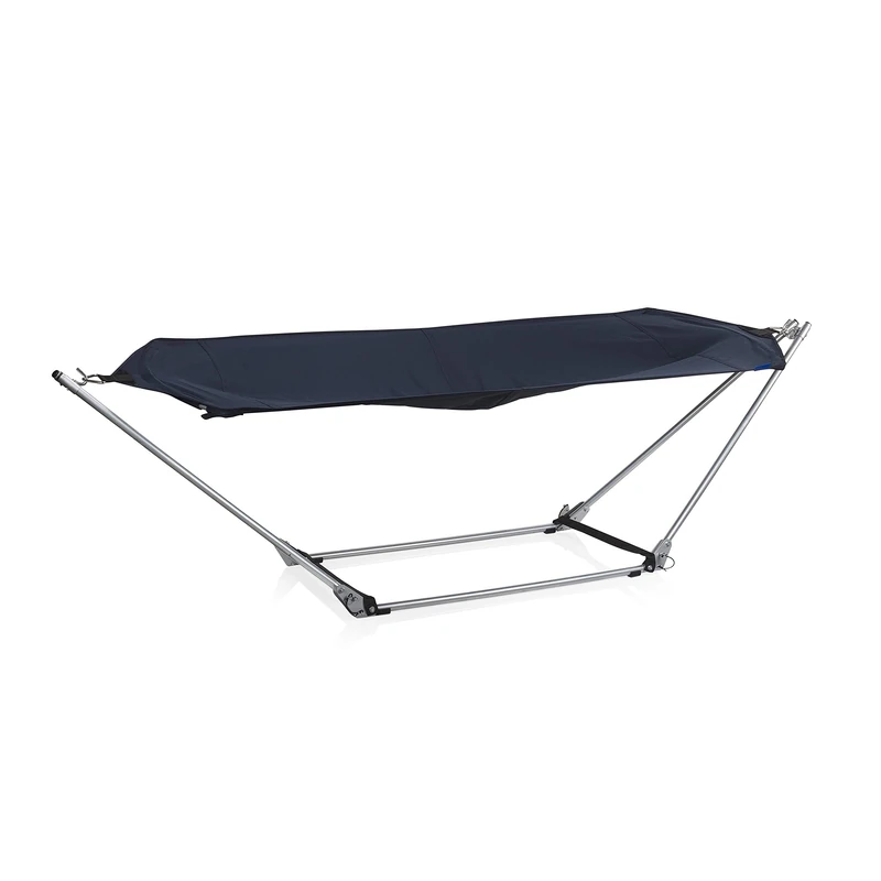 Campart BE-0640 Hammock Venice – 150 kg capacity – Portable camping bed – Foldable frame – Carrier bag included, Gray, XL