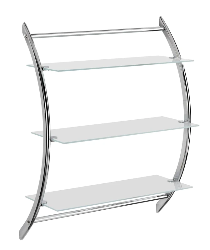 WENKO Exclusive Wall Rack Vermont - 3 Shelves, Steel, 57 x 71 x 22 cm, Chrome