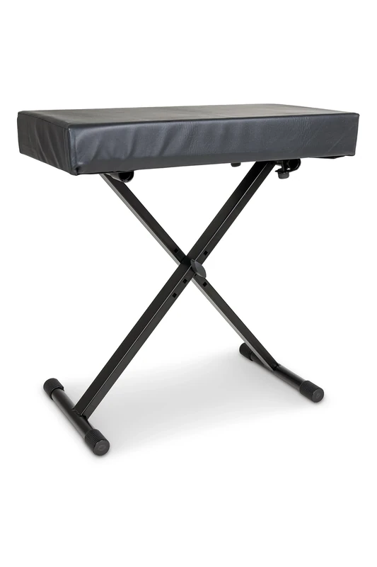 GEWA Keyboard Bench Black, 4-Way Height Adjustable, Seat Surface Faux Leather Black 60x32 cm, Padding 7cm