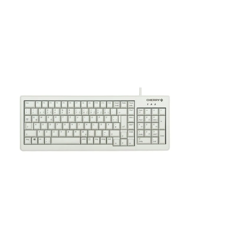CHERRY G84-5200 XS, Compact Keyboard with Numpad, EU Layout (QWERTY), Wired (USB-A port), Mechanical ML Switches, Light Grey