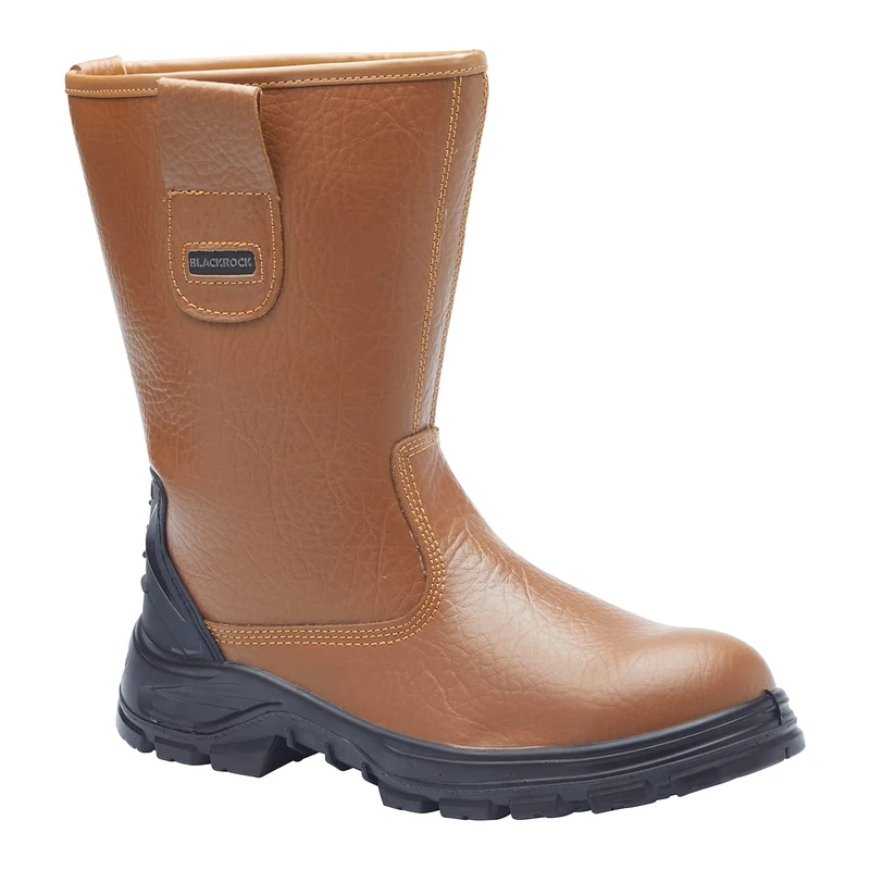 Blackrock S1-P SRC Safety Rigger Work Boots, Mens Womens Steel Toe Cap Tan Leather, Working Boots, Safety Shoes, Protective Midsole, Gardening, Work & Utility Footwear, Construction - Size 5