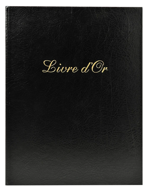 Exacompta - Ref. 4981E - 1 imitation leather guest book - Vertical format: 27 x 22 cm - Gold edge with title in gold letters - 100 plain white pages - Colour: Black