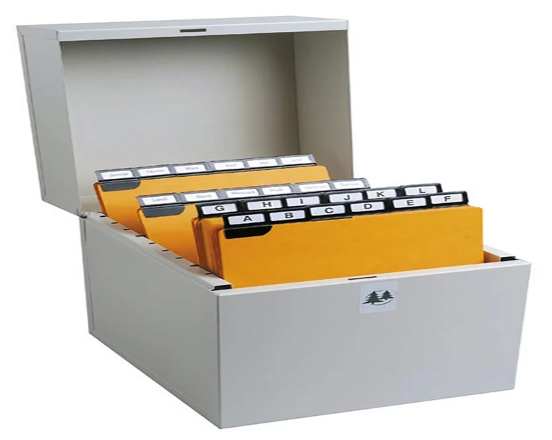 Exacompta - Ref 54728E - Vertical Record Card Filing Box - 174 x 240 x 210mm in Size, Suitable for A5 (148 x 210mm) Record Cards, Holds Approximately 500 Cards - Grey