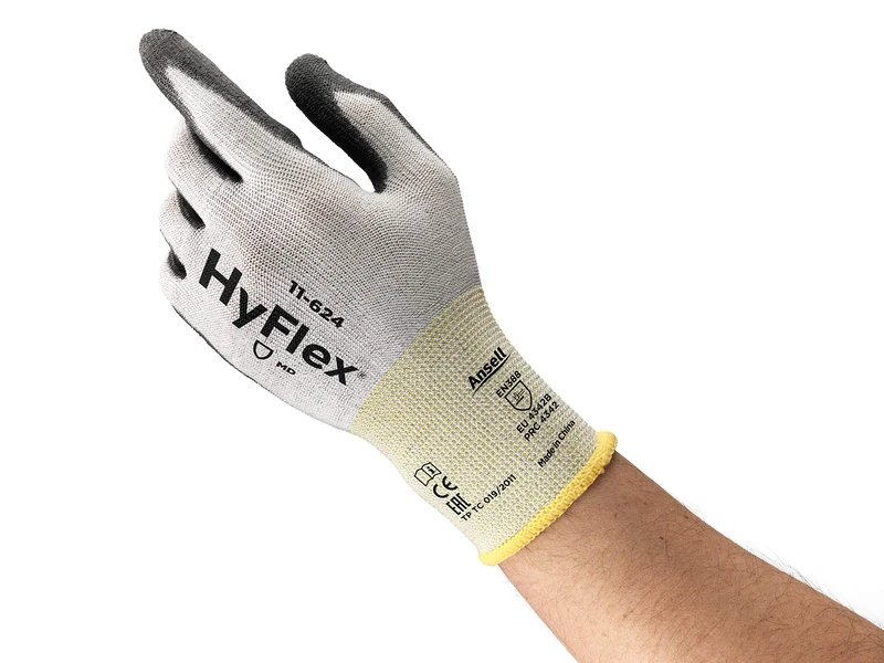 Ansell HyFlex 11-624 Work Gloves in Dyneema, High Cut Resistance, PU Coating for Strong Grip, Washable, Size 6/XS (12 Pairs) - Image 1