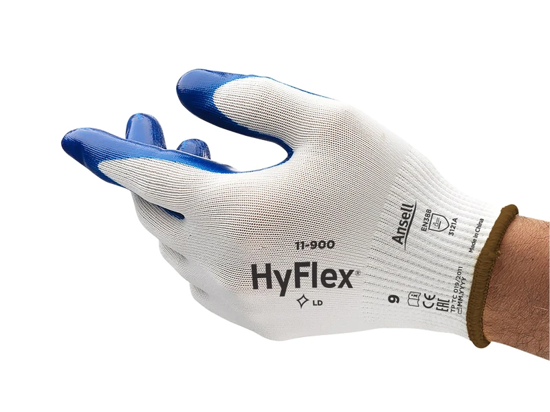 Ansell HyFlex 11-900 Work Gloves for Oily Environments, Mechanics Glove for Multi-Purpose, Second Skin Feel Liner, Mechanical Protection, Reusable, Men Women, Size M (12 Pairs)