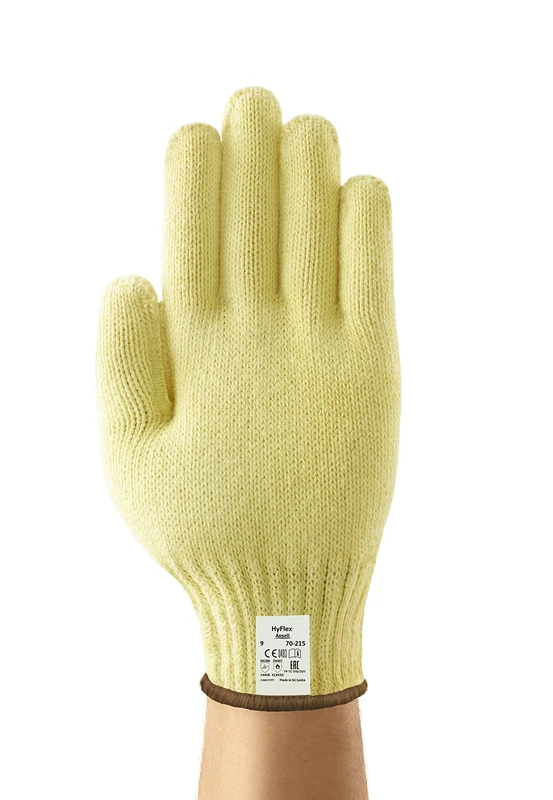 Ansell HyFlex 70-215 Safety Work Gloves, Cut Resistant, Mechanical Protection, Industrial PPE, Yellow, Size L (12 Pairs)