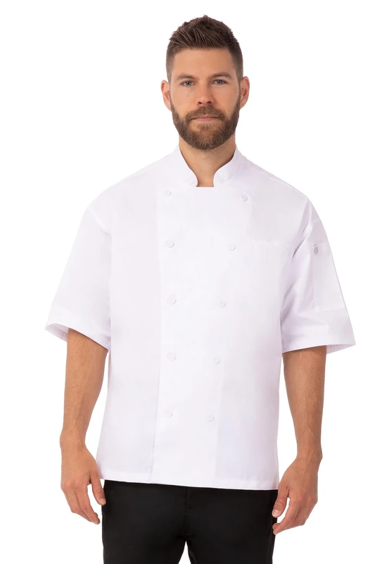 Chef Works B690-L Palermo Executive Unisex Chefs Jacket, Large, White - Image 1