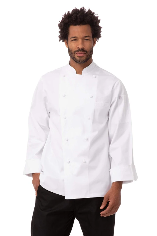Chef Works B637-38 Henri Executive Unisex Chefs Jacket, 38, White - Image 1