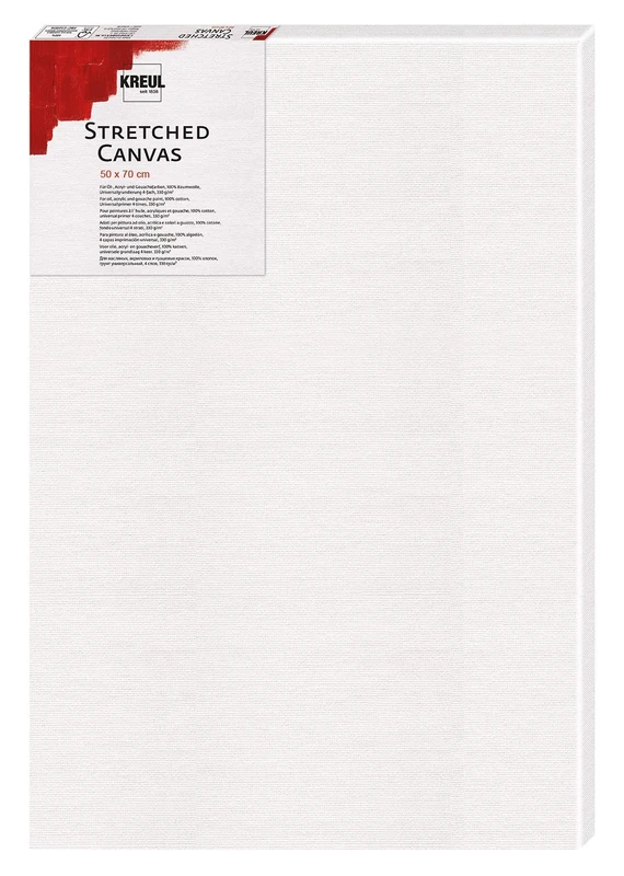 KREUL 595070 - Stretched Canvas, Stretcher Frame 50 x 70 cm in Beginner's Quality, Ideal for Acrylic and Gouache Paints, Canvas Made of Cotton, 4-Ply Primed