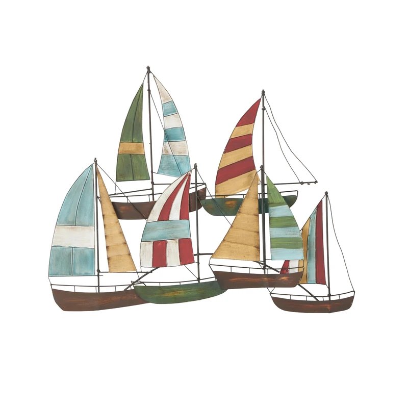 Deco 79 Coastal Metal Transportation Wall Decor, 33" x 3" x 26", Multi Colored