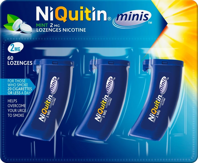 NiQuitin Minis 2mg Mint Lozenges - 60 Mini Lozenges (Pack of 3)