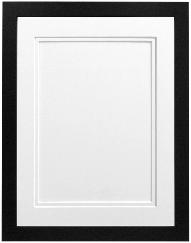FRAMES BY POST H7 Black Picture Photo Frame With White Double Mount 30"x20" for Pic Size A2 (Plastic Glass)
