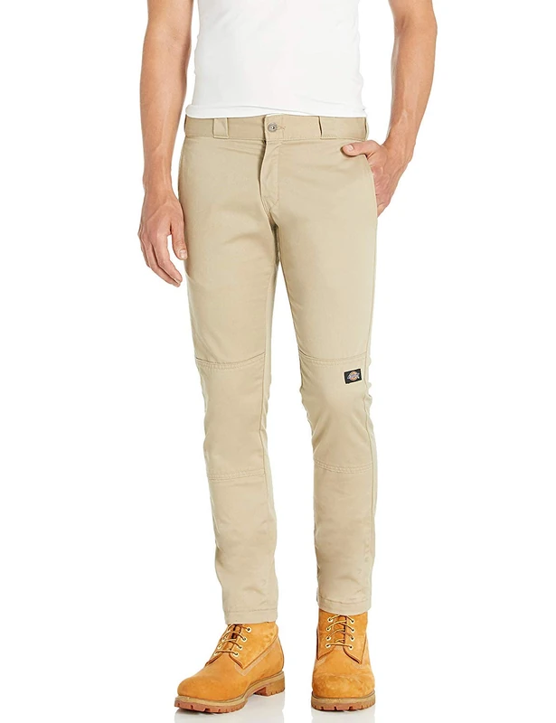 Dickies Men's Skinny Straight Double Knee Work Pant, Desert Sand V1, 33W x 30L