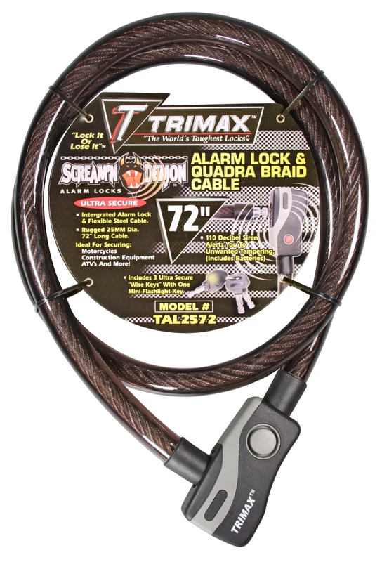 Trimax TAL2572 6' x 25 mm Alarm Lock and Quadra-Braid Cable