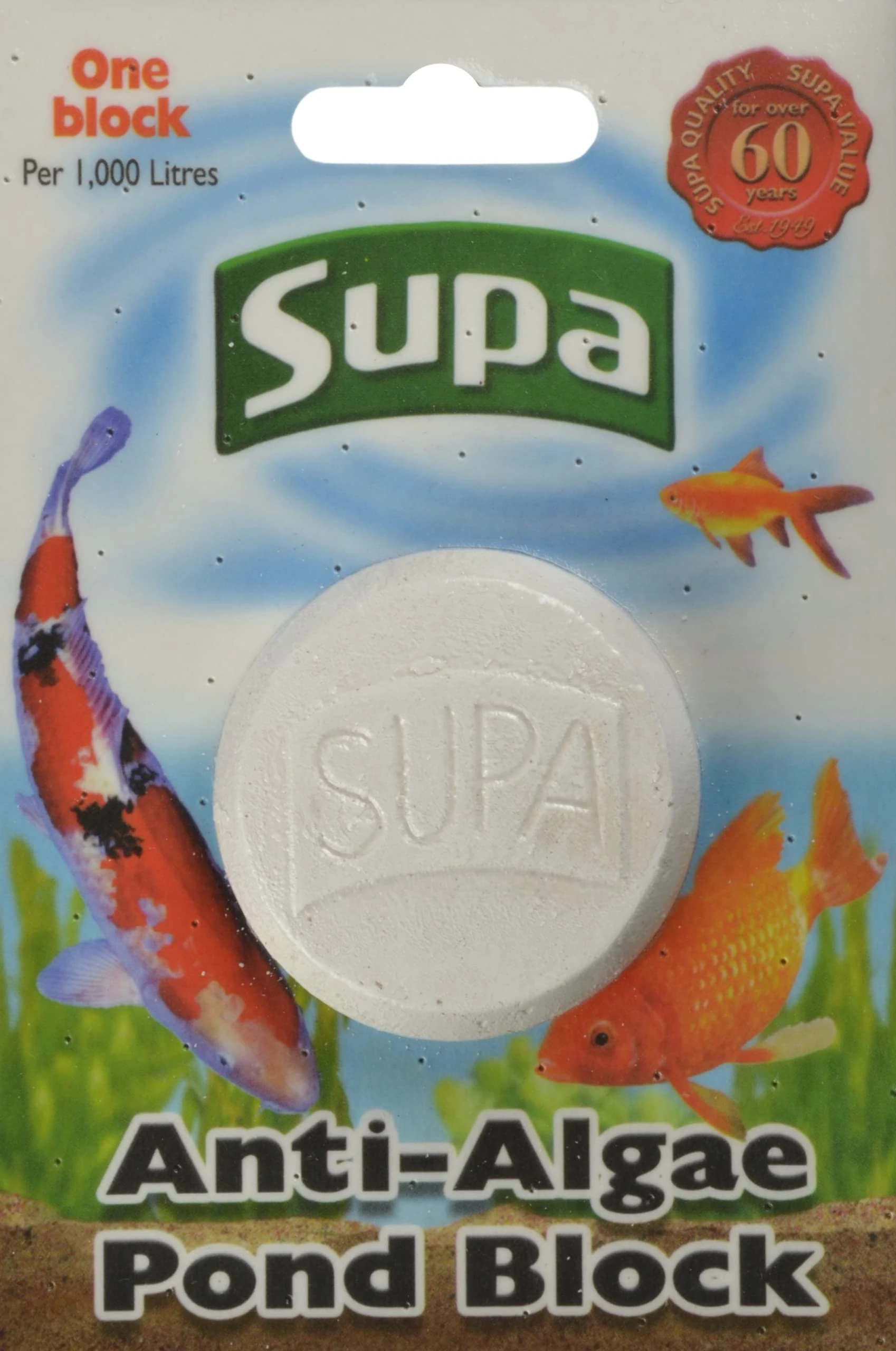 Supa Anti Algae Block, The Block Slowly Dissolves Releasing Di-Methyl Urea Into The Pond Water Clearing Algae From Ponds.