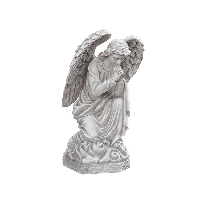 Design Toscano DB24728 Praying Basilica Angel Kneeling Outdoor Garden Statue, Polyresin, Antique Stone, 66 cm
