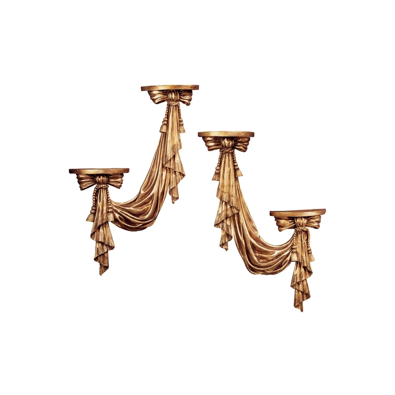 Design Toscano NG30619 St. Louis Draped Sculptural Wall Accent Set, Gold