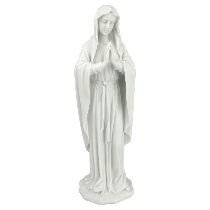 Design Toscano WU74504 Blessed Virgin Mary Statue, Small 30.5 cm Figurin Figurine, Bonded Marble Polyresin, White
