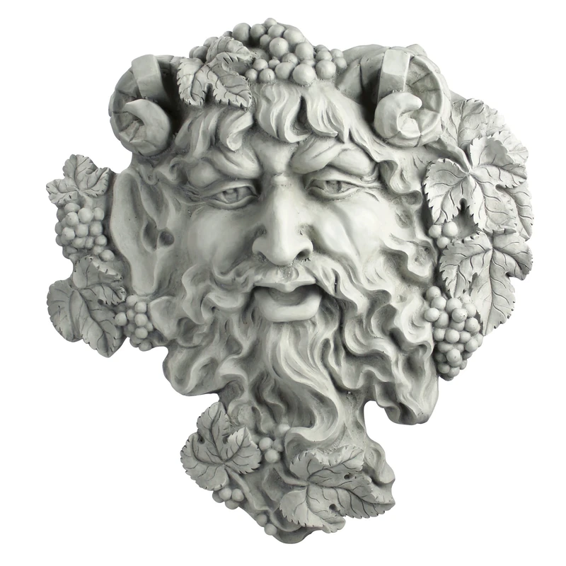 Design Toscano OS6120l Bacchus, God of Wine Greenman Wall Sculpture, Large, 48.5 cm, Polyresin, Antique Stone