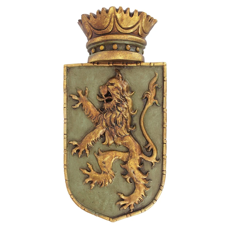Design Toscano EU1040 Medieval Rampant Lion Shield Wall Sculpture, 7.00" x 14.50"