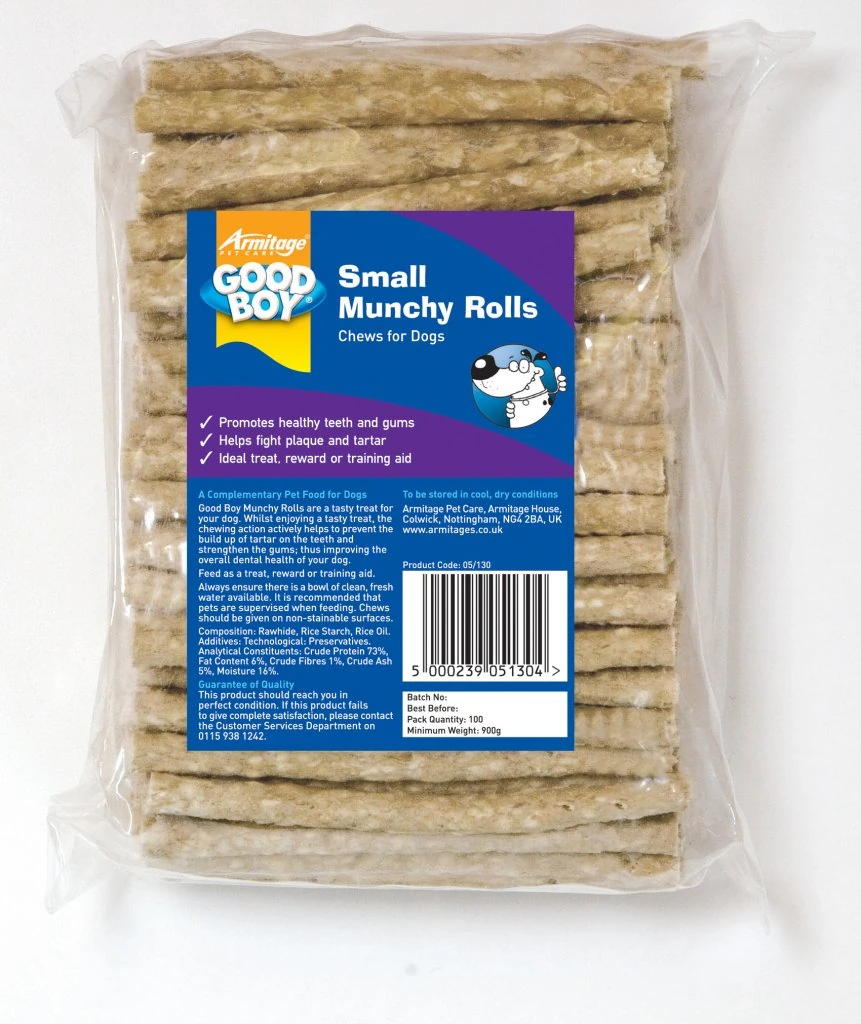 Good Boy Small Natural Rolls, 100 Dog Chews 125mm x 9-10 mm, 900g