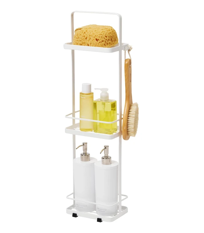 Yamazaki 6634 TOWER 3-Tiered Bath Rack Slim, white, Steel, Minimalist, 18 x 12 x 67 cm