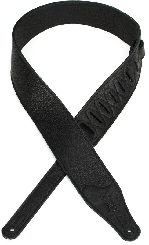 Levy's M26BL‐BLK 2.5-inch Leather Guitar Strap ‐ Black