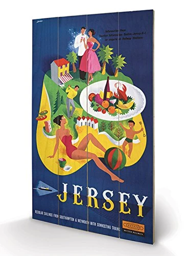 Pyramid International Jersey Blue Wood Print, Multi-Colour, 45 x 76 x 1.3 cm