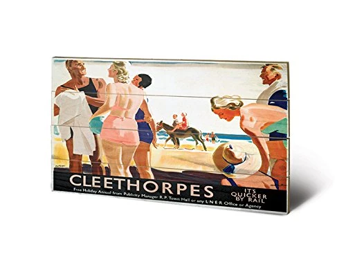 Pyramid International Cleethorpes Donkey Ride Wood Print, Multi-Colour, 45 x 76 x 1.3 cm