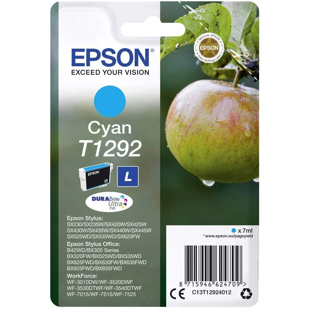 Epson T1292 Cyan Apple Genuine DURABrite Ultra Ink Cartridge