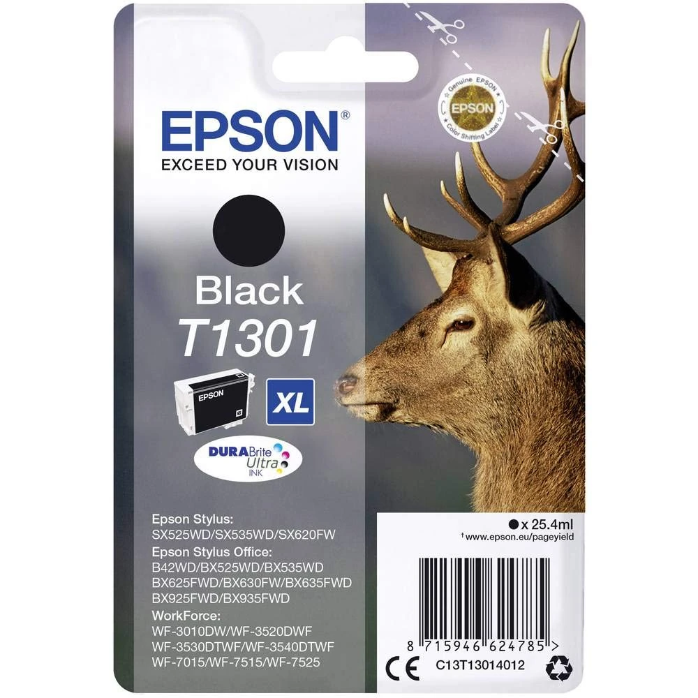 Epson T1301XL Black Stag Genuine High Yield DURABrite Ultra Ink Cartridge