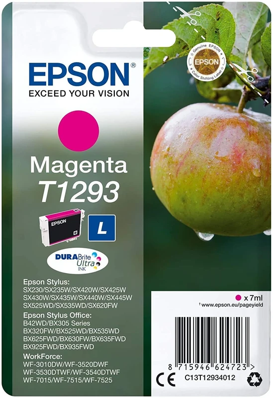 Epson T1293 Ink Cartridge for SX230, Magenta, Genuine