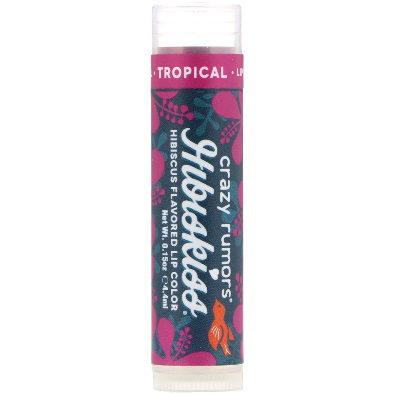 Crazy Rumors 'Hibiskiss' Tropical Soothing Lip Balm Stick for Dry Lips, 100% Natural and Vegan 4g