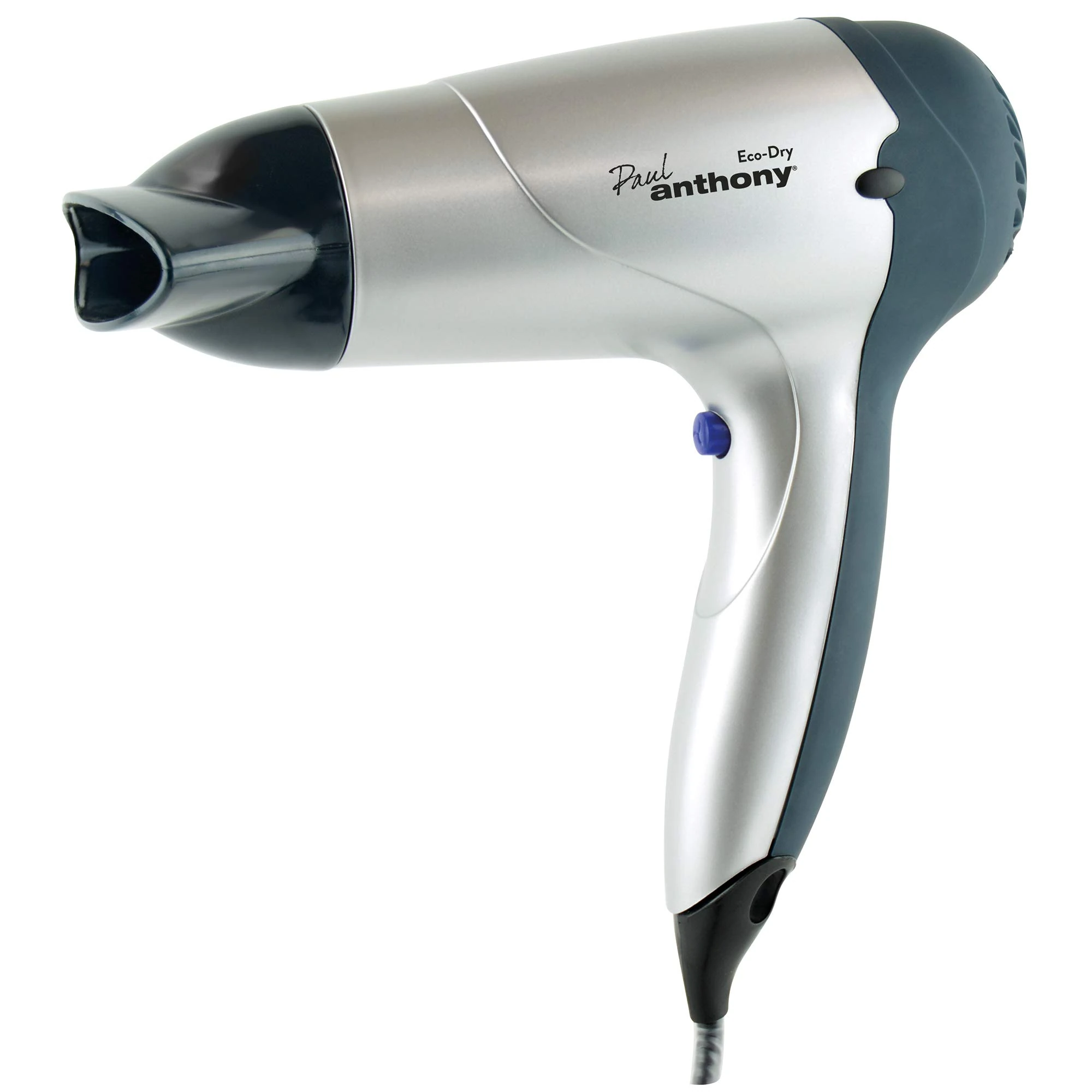 Paul Anthony Eco-Dry 1600w Hair Dryer / 3 Heat Settings / 3 Speed Settings/Concentrator Nozzle/Safety Cut-Off/DC Motor - Silver - H1316