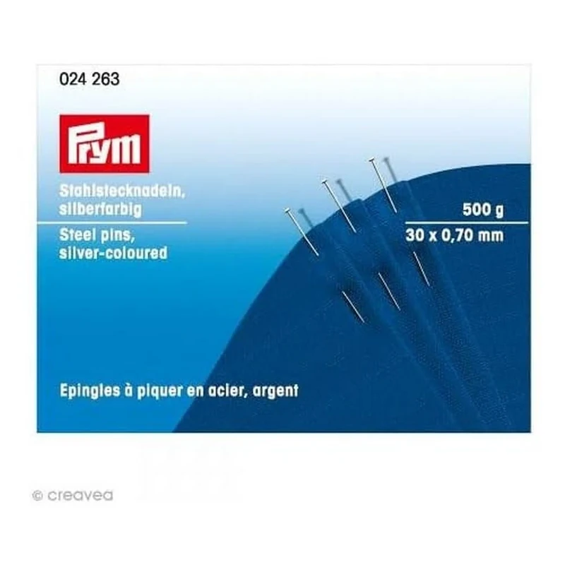 Prym Straight Pins, Steel, Silver, 30 x 0,7mm