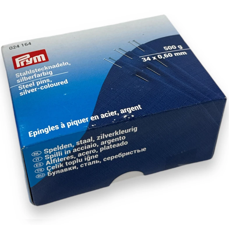 Prym Pins, 0.60 x 34mm, silver-coloured, 500g, card box, Steel
