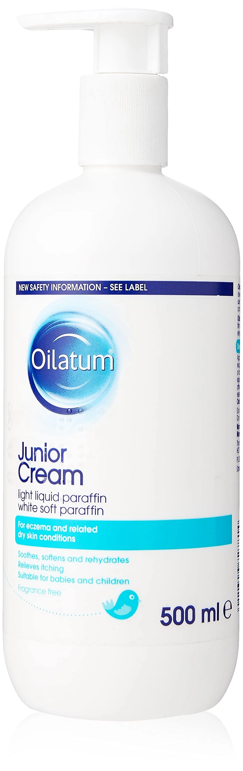 Oilatum Junior Eczema and Dry Skin Emollient Cream, Soothing and Hydrating Moisturizer for Sensitive, Itchy Skin Relief, 1 x 500ml