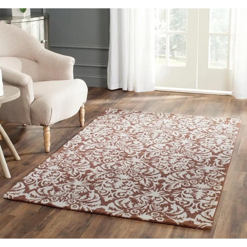 Safavieh Traditional Indoor Hand Tufted Rectangle Area Rug, Chelsea Collection, HK150, in Ivory / Blue, 84 X 145 cm for Living Room, Bedroom or Any Indoor Space