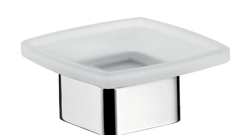 Emco loft soap holder, standing model, crystal glass satin finished; color: chrome