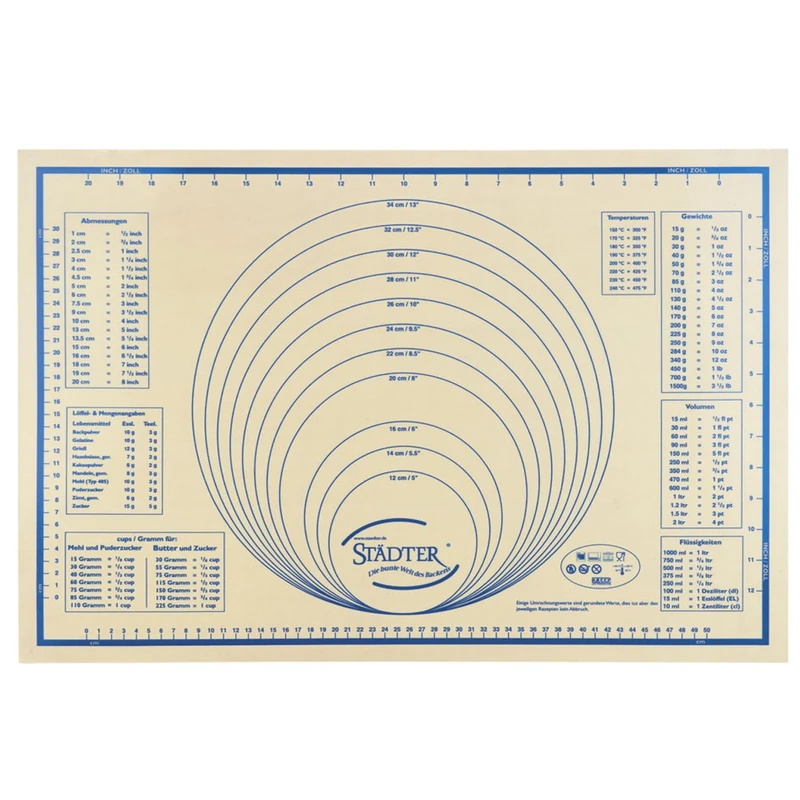 Städter Maxi 256972 Silicone Mat for Dough Rolling/Shaping/Baking in Gift Packaging