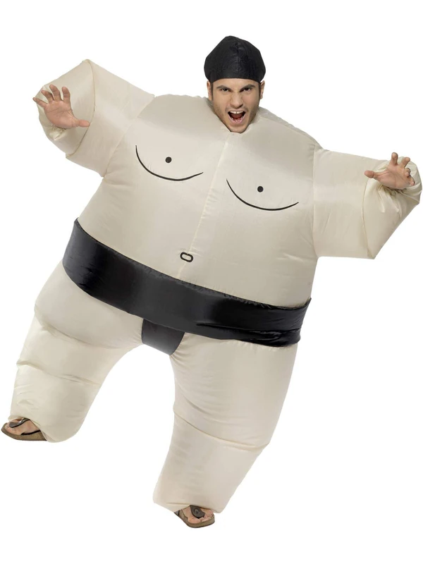 Smiffy's, Men's Inflatable Sumoringer Costume, Inflatable Bodysuit and Headboard, One Size, 34501 - Image 1