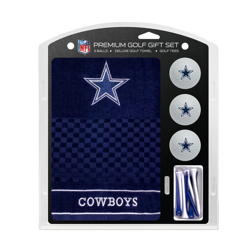 Team Golf NFL Dallas Cowboys Gift Set: Embroidered Golf Towel, 3 Golf Balls, and 14 Golf Tees 2-3/4" Regulation, Tri-Fold Towel 16" x 22" & 100% Cotton - Image 1