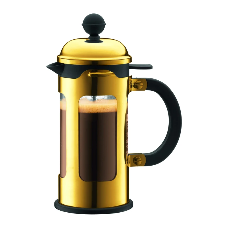 BODUM 0.35 Litre/12 oz Borosilicate Glass Chambord 3-Cup Coffee Maker, Gold,11170-17