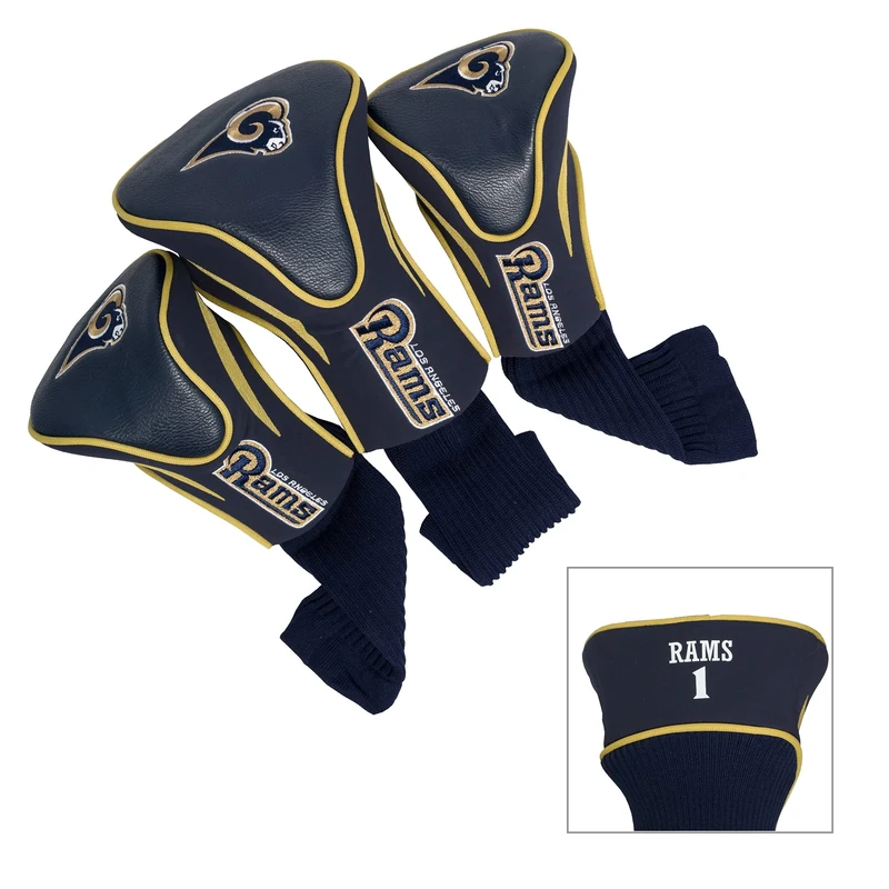 Team Golf NFL Los Angeles Rams Contour Golf Club Headcovers (3 Count) Numbered 1, 3, & X, Fits Oversized Drivers, Utility, Rescue & Fairway Clubs, Velour lined for Extra Club Protection