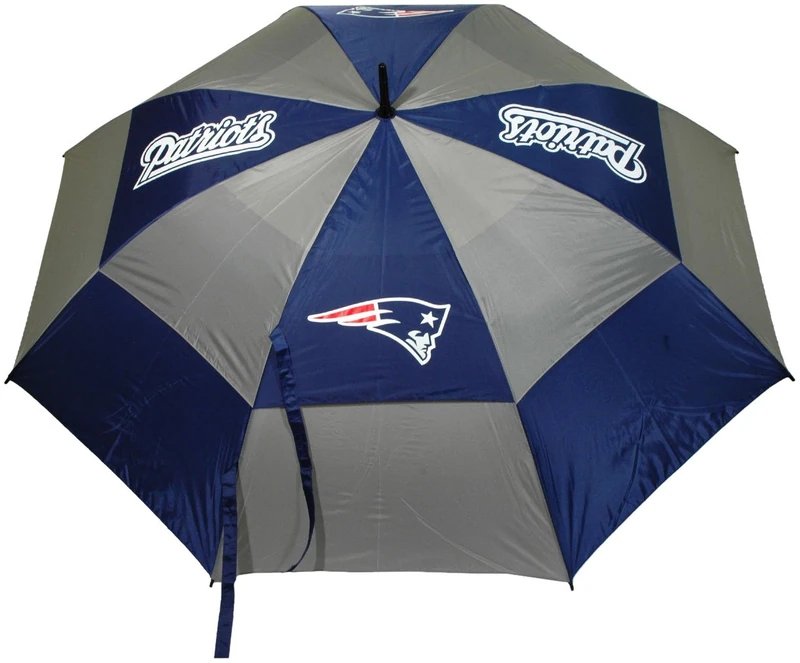 Team Golf NFL New England Patriots Golf Umbrella 62" Golf Umbrella with Protective Sheath, Double Canopy Wind Protection Design, Auto Open Button