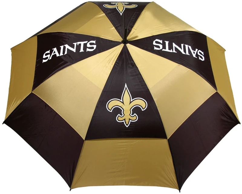 Team Golf NFL New Orleans Saints Golf Umbrella 62" Golf Umbrella with Protective Sheath, Double Canopy Wind Protection Design, Auto Open Button
