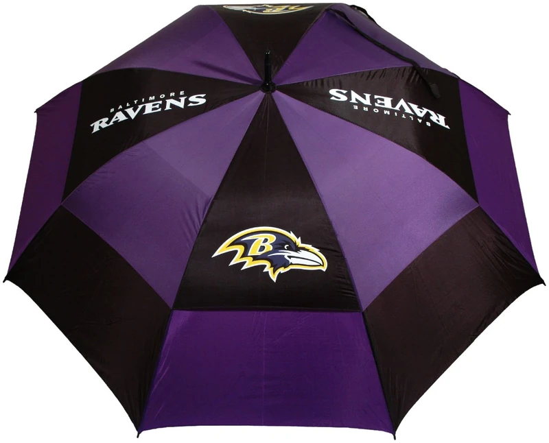 Team Golf NFL Baltimore Ravens Golf Umbrella 62" Golf Umbrella with Protective Sheath, Double Canopy Wind Protection Design, Auto Open Button