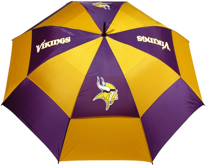 Team Golf NFL Minnesota Vikings Golf Umbrella 62" Golf Umbrella with Protective Sheath, Double Canopy Wind Protection Design, Auto Open Button